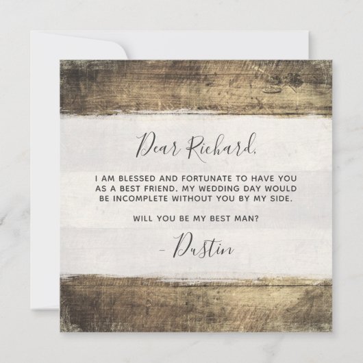 あなたは私の花婿介添人素朴ウッドファーム結婚の 招待状 (裏面)