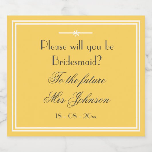 あなたは私の花嫁のシックなスクリプトソフトイエロー リキュールボトルラベル (シングルラベル)