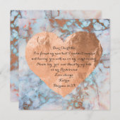 あなたは私の花嫁のピンクのローズマーブルハート 招待状 (正面/裏面)