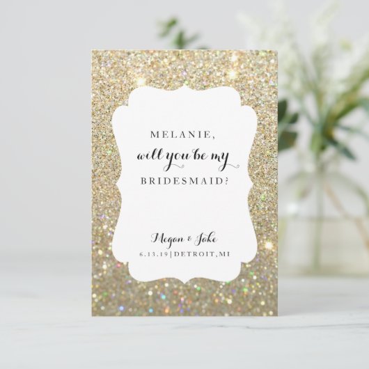 あなたは私の花嫁のメイドになる – ウェディングデイファブグリッター 招待状 (スタンド正面)