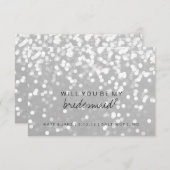あなたは私の花嫁のメイドのカードになるきらめく- Gray Si 招待状 (正面/裏面)