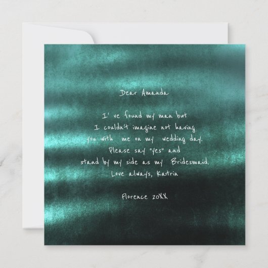 あなたは私の花嫁のメイドゴールデングリッターエメラルド 招待状 (裏面)