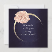 あなたは私の花嫁のメイド金ゴールドバラブルーネイビーWhit 招待状 (正面)