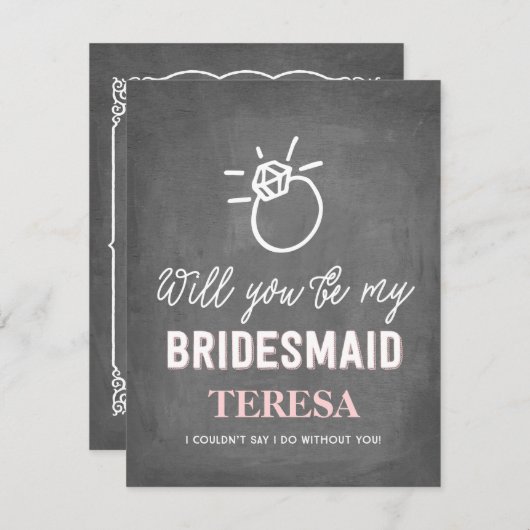 あなたは私の花嫁の付き添いになって下さいブライデスメイド 招待状 (正面/裏面)