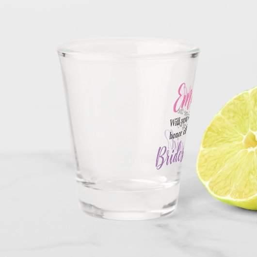あなたは私の花嫁の付き添いになりますか？パーソナライズされた提案 ショットグラス (左)