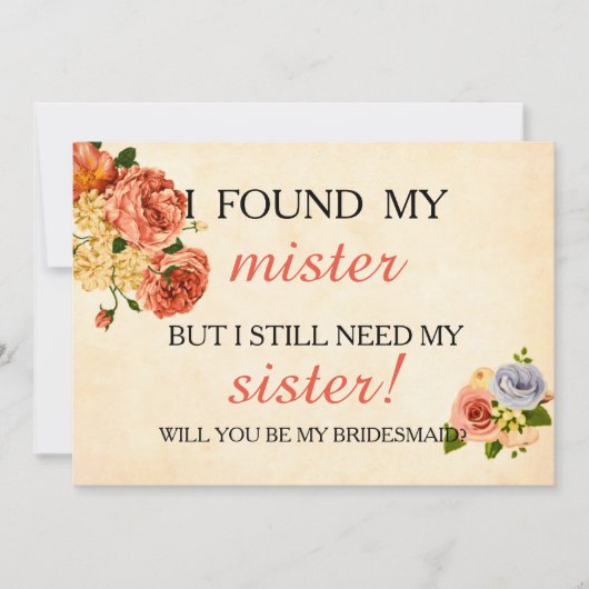 あなたは私の花嫁の付き添いになりますか? 招待状 (正面)