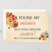 あなたは私の花嫁の付き添いになりますか? 招待状 (正面/裏面)