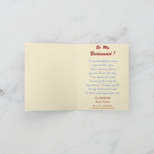 あなたは私の花嫁の付き添いになりますか？私の花嫁の付き添い 招待状 (内部)
