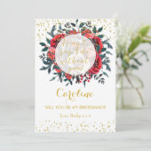 あなたは私の花嫁の付き添いのカードクリスマスグリッター 招待状 (スタンド正面)