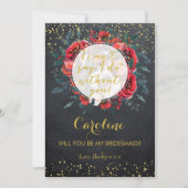 あなたは私の花嫁の付き添いのカードクリスマスグリッター 招待状 (正面)