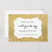 あなたは私の花嫁の付き添いのグリッターの結婚式の日になるか 招待状 (正面/裏面)