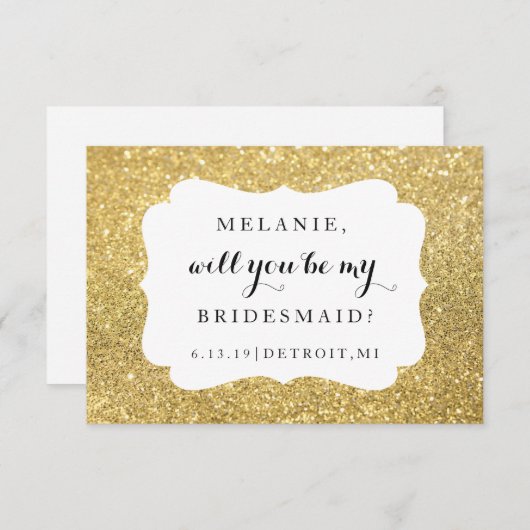 あなたは私の花嫁の付き添いのグリッターの結婚式の日になるか 招待状 (正面/裏面)