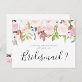 あなたは私の花嫁の付き添いの赤面ピンクフローラ インビテーションポストカード (正面/裏面)
