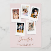 あなたは私の花嫁の友人の写真フォイルカードになる 箔招待状 (正面)