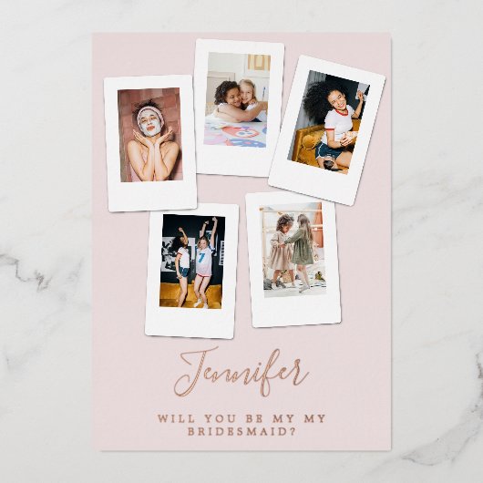 あなたは私の花嫁の友人の写真フォイルカードになる 箔招待状 (正面)