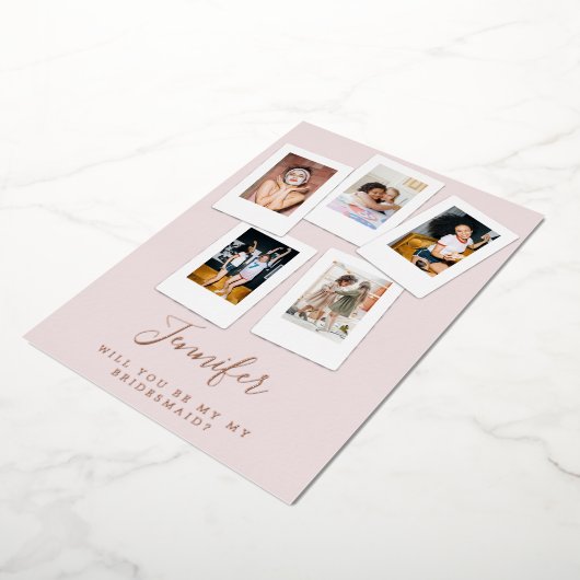 あなたは私の花嫁の友人の写真フォイルカードになる 箔招待状 (回転した状態)