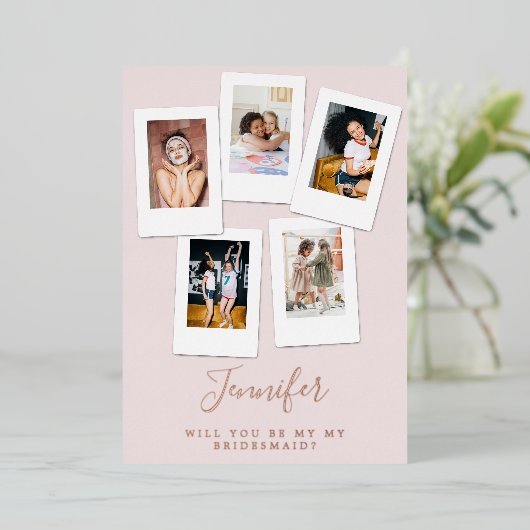 あなたは私の花嫁の友人の写真フォイルカードになる 箔招待状 (立ち正面)