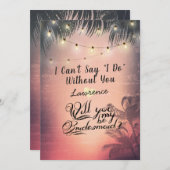 あなたは私の花嫁の夏のヤシの木のライトになる 招待状 (正面/裏面)