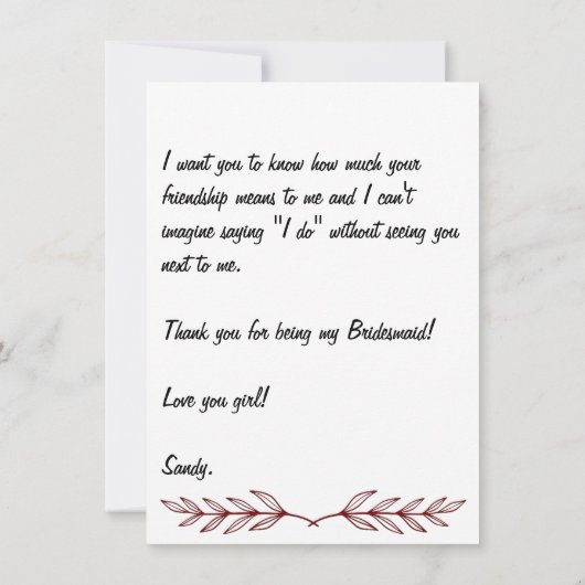 あなたは私の花嫁の提案をしてくれてありがとう サンキューカード (裏面)