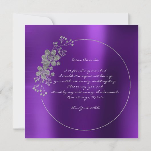 あなたは私の花嫁の銀紫メタリックになるだろうか 招待状 (裏面)