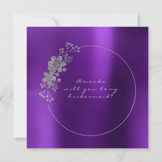 あなたは私の花嫁の銀紫メタリックになるだろうか 招待状 (正面)
