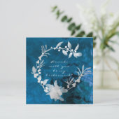 あなたは私の花嫁の青いガラス灰色のリース 招待状 (スタンド正面)