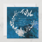 あなたは私の花嫁の青いガラス灰色のリース 招待状 (正面)