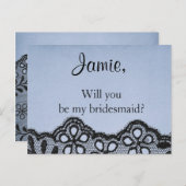 あなたは私の花嫁の青と黒のレースフェイクか インビテーションポストカード (正面/裏面)