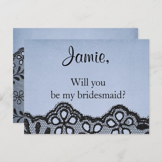 あなたは私の花嫁の青と黒のレースフェイクか インビテーションポストカード (正面/裏面)