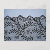 あなたは私の花嫁の青と黒のレースフェイクか インビテーションポストカード (裏面)