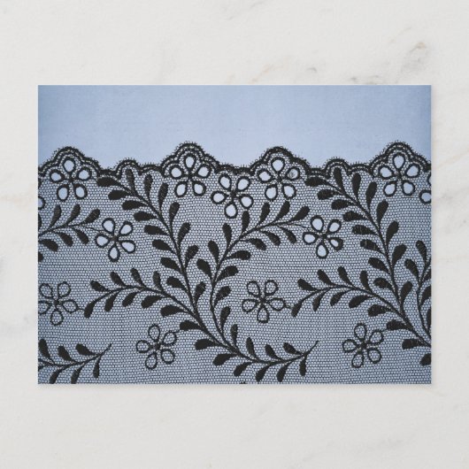 あなたは私の花嫁の青と黒のレースフェイクか インビテーションポストカード (裏面)