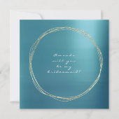 あなたは私の花嫁ブルーアクアラグジュアリー金ゴールド 招待状 (正面)