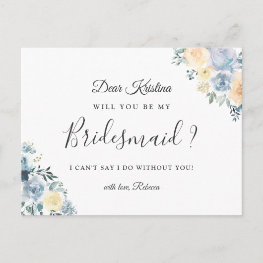 あなたは私の花嫁ボヘミアン・バニラブルーになるのだろうか インビテーションポストカード (正面)