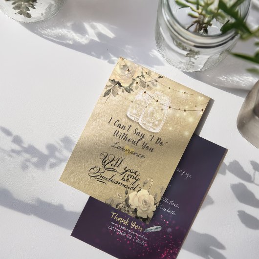 あなたは私の花嫁メイドのフローラメイソンの瓶のライトになる 招待状