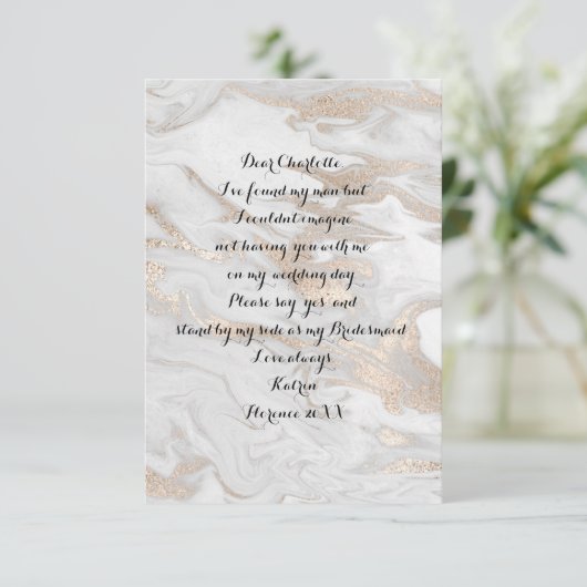 あなたは私の花嫁メイド大理石ホワイトパールアイボリー 招待状 (スタンド正面)
