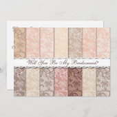 あなたは私の花嫁付き添いになりますか。ヴィンテージレ素朴ース 招待状 (正面/裏面)