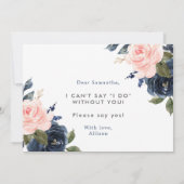 あなたは私の花嫁付き添いの赤面ピンク·ネービーブルーになるか 招待状 (裏面)