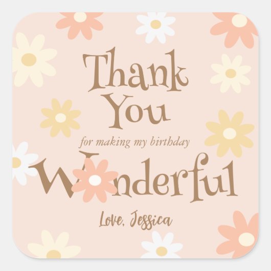 あなたは私の誕生日を素晴らしくデイジー スクエアシール (正面)