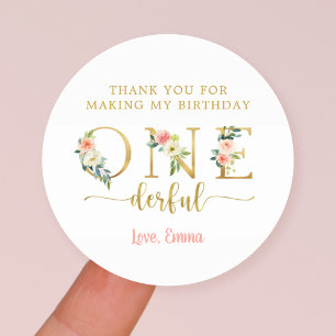 あなたは私の誕生日Onederful Girlを作ってくれてありがとう ラウンドシール