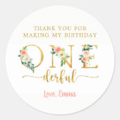 あなたは私の誕生日Onederful Girlを作ってくれてありがとう ラウンドシール (正面)