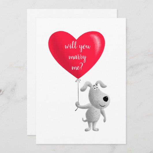 あなたは私の赤いハート犬の子犬の提案と結婚するか シーズンカード (正面/裏面)