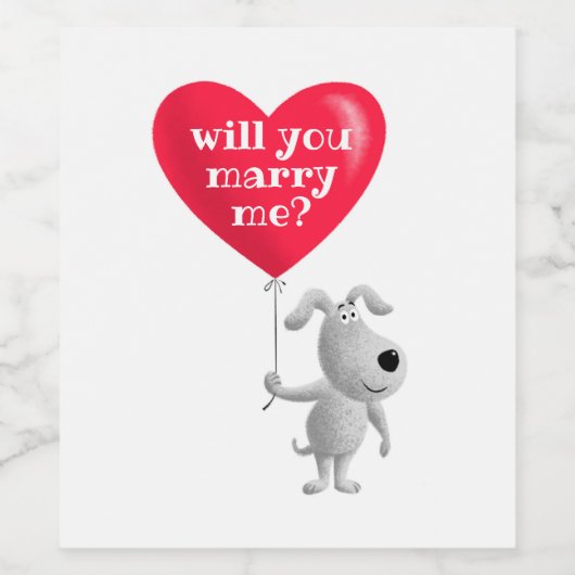 あなたは私の赤いハート犬の子犬の提案と結婚するか ワインラベル (シングルラベル)