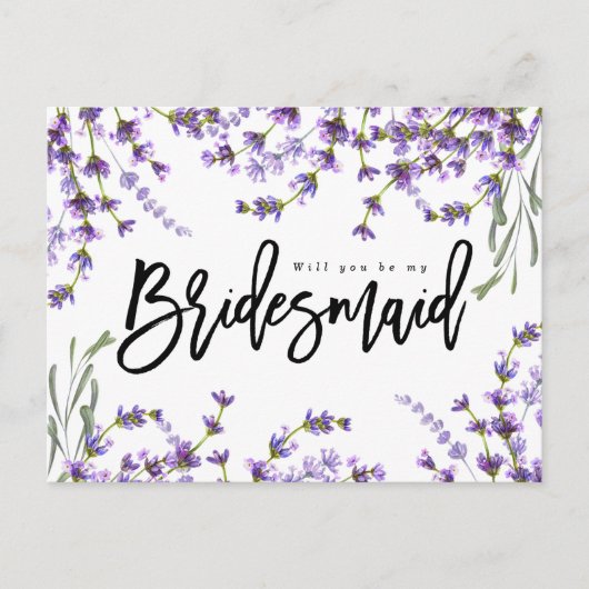 あなたは私のbridesmaid boho lavenderフローラ 案内ポストカード (正面)