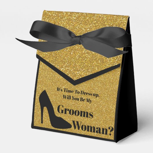 あなたは私のgroomswoman黒い金ゴールド提案を行う フェイバーボックス (正面サイド)
