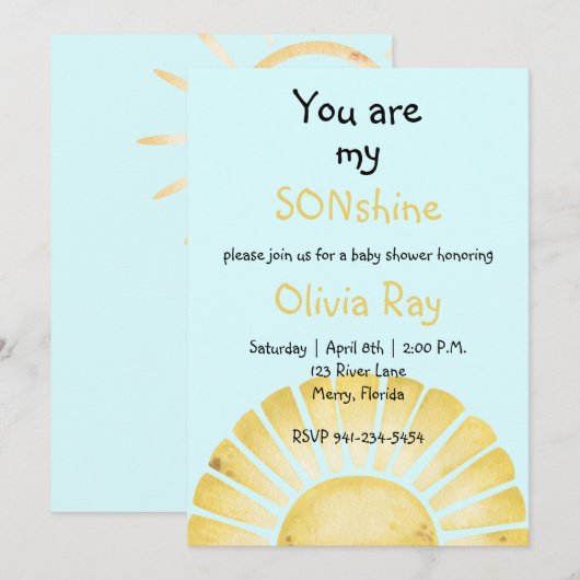 あなたは私のSonshine赤ちゃんシャワー 招待状 (正面/裏面)