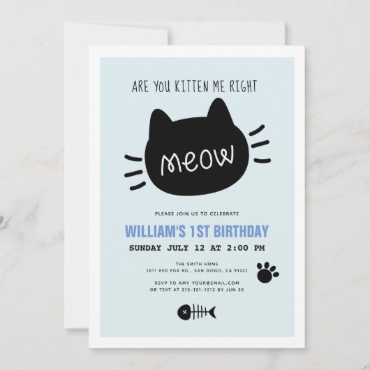 あなたは私を右モーブルー誕生日 招待状 (正面)