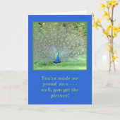 "あなたは私を孔雀誇りを持ったとして作った"/孔雀の写真 カード (黄色い花)