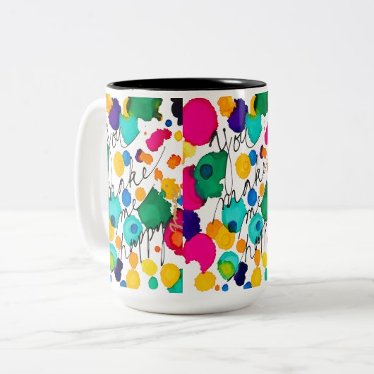 あなたは私を幸せなコーヒーマグにする ツートーンマグカップ (正面左)