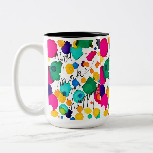 あなたは私を幸せなコーヒーマグにする ツートーンマグカップ (左)