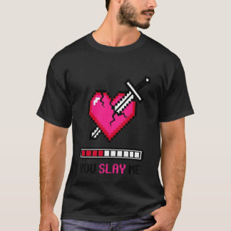 あなたは私を打ち負かす ゲーマー バレンタイン 8ビット ピクセルアート Tシャツ